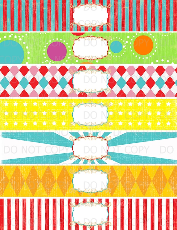 Items similar to Printable DIY Vintage Circus or Carnival Theme Water ...