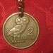 Authentic Vintage Greece Athena Owl Phoenix Coin Keychain