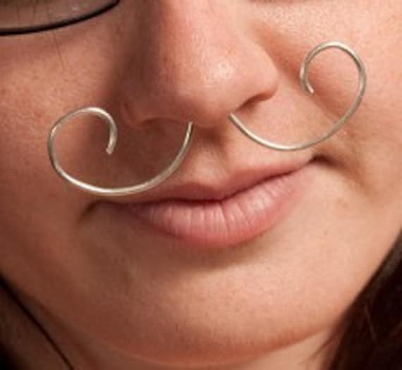 Curled Mustache Septum Ring 14g by RossPaperScissors on Etsy