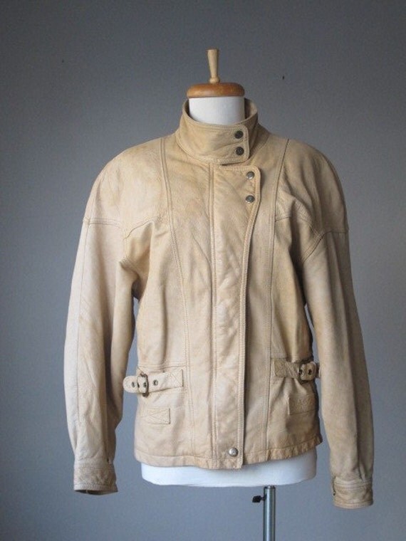 Items similar to Vintage Caramel Motorcycle cropped leather jacket on Etsy