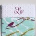 HOLIDAY SALE - Modern Baby Blanket - Joel Dewberry Plum Sparrows with White Minky for your Baby Bird - Embroidery Included
