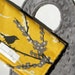 Baby Bib and Burp Cloth Set - Charcoal Gray Minky Bib and Burp Cloth in Vintage Yellow Aviary Sparrows by Joel Dewberry - Ready to Ship