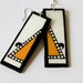 Long and Lean Handpainted Custom Rectangular Shaped Modern Color Block and Triangular Earrings in Bold Yellow and Black & White