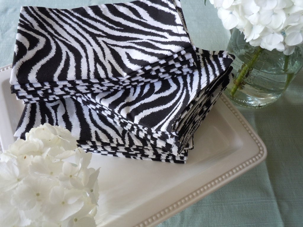 Zebra Print Cloth Napkins Party Set of 27 by TraditionallyUnique