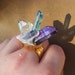 S P A C E K I T T E N // Mixed Crystal Ring // Aqua Aura, Tanzine Aura, and Angel Aura Quartz on 24k gold plated band -- Adjustable