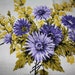 Vintage Tablecloth Purple Zinnias and Yellow Forsythia
