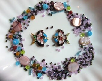 Beads a Plenty, Cloisonne Fish Czech Glass Necklaces