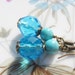 Turquoise Earrings - Magnesite Turquoise Stone, Aqua Czech Glass Beads, Antiqued Brass Hooks