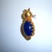 Adorable Faux Lapis Jelly Belly Cat Scatter Pin