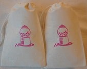 10 Valentines Day Heart Gum Balls Treat Bags - Organic Muslin Cotton Gift Bags 3x5 in Pink Il_170x135
