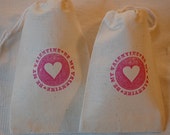 10 Be My Valentine Treat Bags - Organic Muslin Cotton Gift Bags 3x5 in Pink Il_170x135
