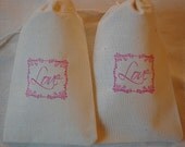 10 Pink Love Framed - Organic Muslin Cotton Gift Bags 3x5 in Pink Il_170x135