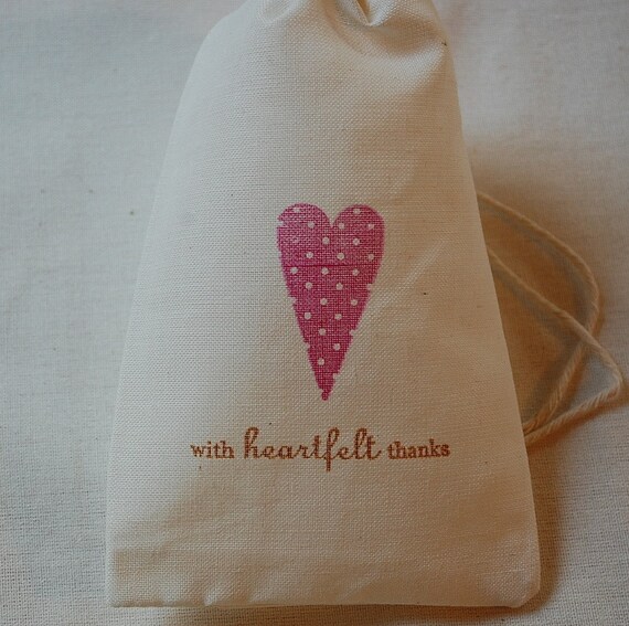 10 Polka Dot Heart Thank You Wedding Muslin Favor Gift Bags 4x6 Great for Weddings Il_570xn
