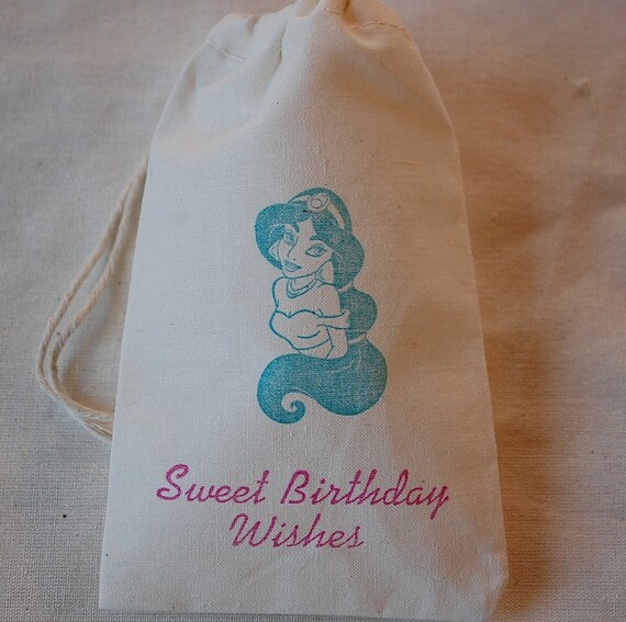 10 Jasmine from Aladdin Disney Princess Party Organic Muslin Cotton Favor Gift Bags 4x6 Il_570xn