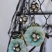 AQUA FLOWERS--Vintage Assemblage Rhinestone Enamel Flower EARRINGS