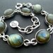 Sterling Silver and Labrodorite Handmade Link Bracelet - Silver Link Bracelet with Labrodorite