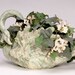 Floral Silk Arrangement in Elegant Ivory Swan with Silk Ivory Freesias and Silk Ivy Handmade by Ollie's Fine Things