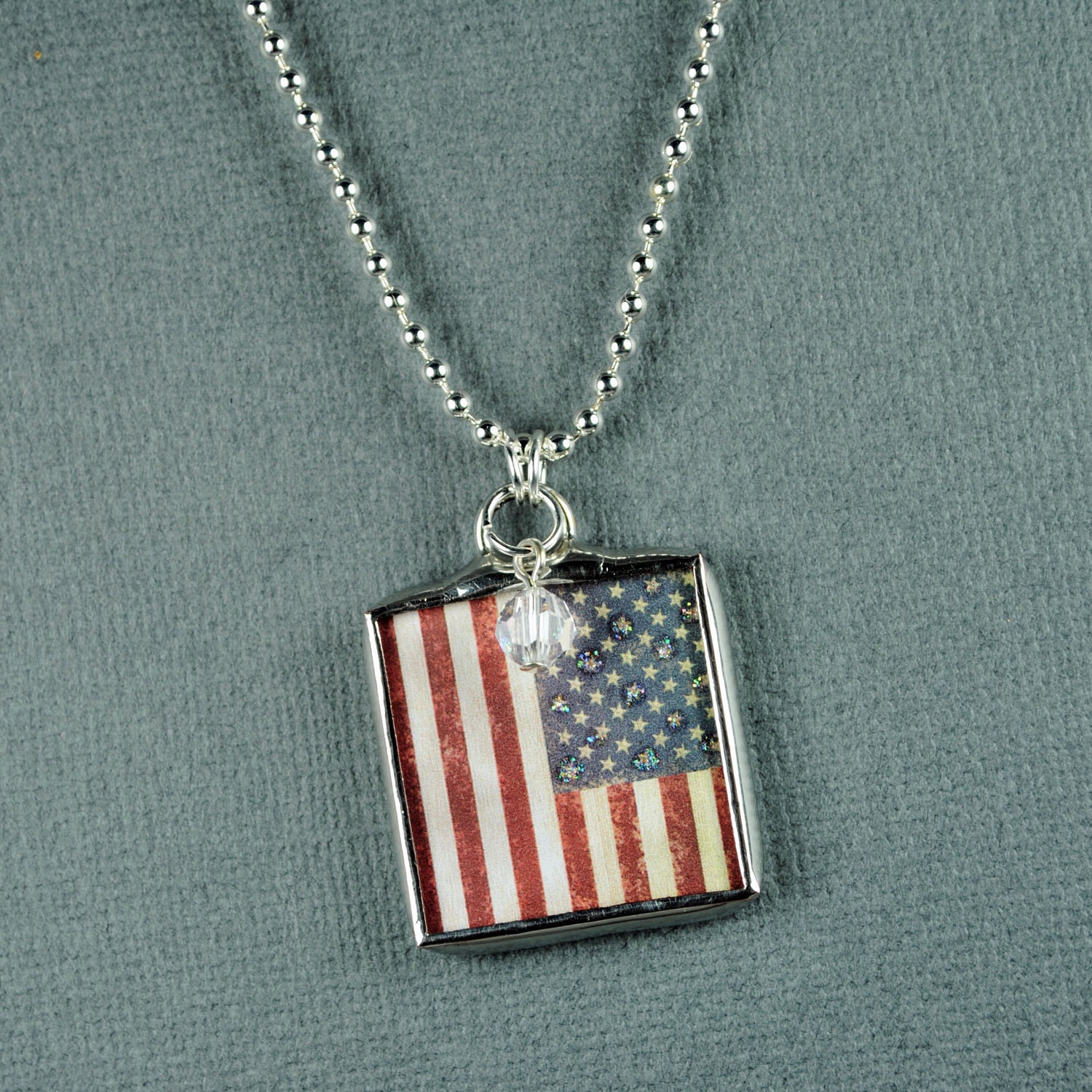 American Flag Necklace American Flag Pendant Patriotic Jewelry