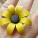Marie-Claude statement cocktail ring - adjustable - chic matte yellow and black daisy - painted metal - repurposed vintage