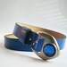 Cerulean Blue Belt, Vintage Blue Leather Belt, Sapphire Blue Jewel in Silver Buckle, Retro Fashion