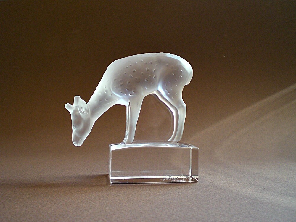 Vintage Animal Figurine Lalique Crystal a Signed Deer