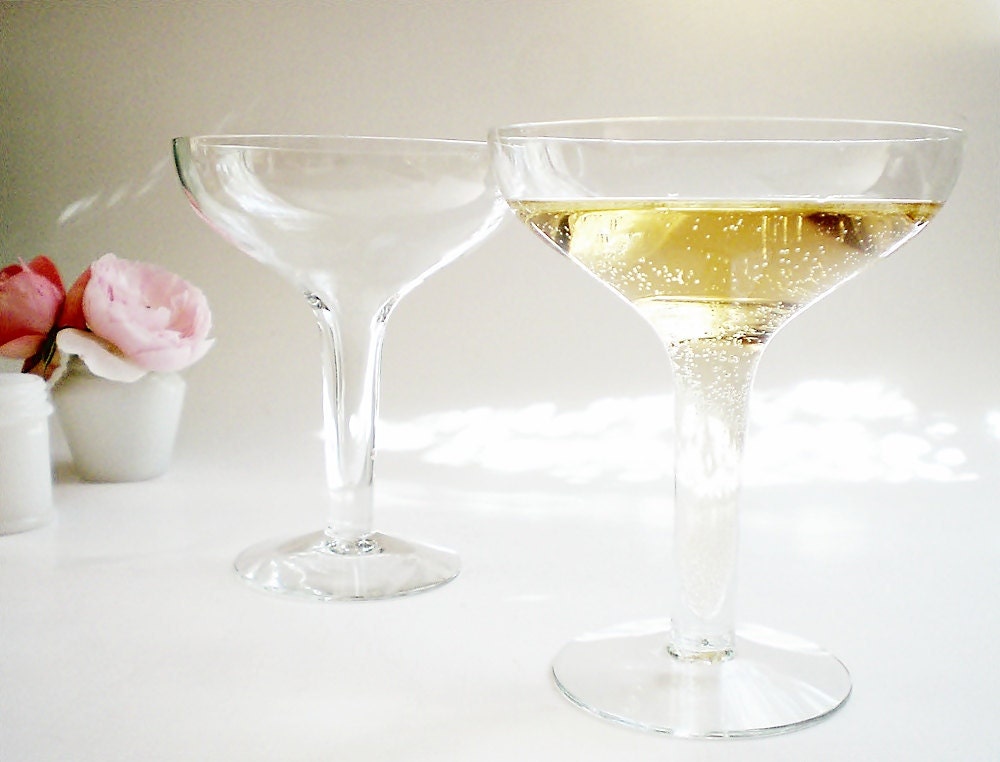 Vintage Wine Glasses Wedding Decor Hollow Stem by vintagebiffann