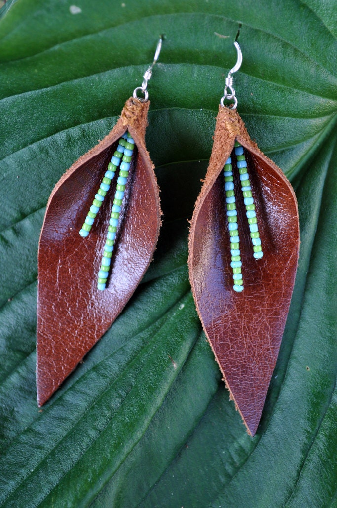 Autumn Leaf Genuine Leather Earrings