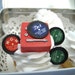 5 sets Vintage RED Turn Table and Record Cake Cupcake Toppers