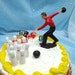 Vintage Cake Topper Set Man Bowling Pins and a Bowling Ball Bowler