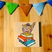 classy cat sitting on books painting / original on wood