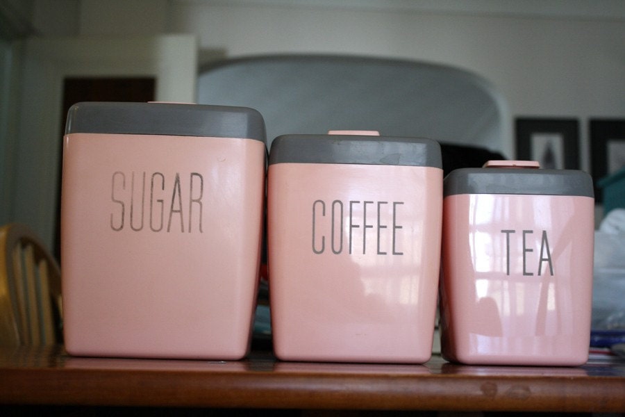 Perfect in Pink Coffee Tea and Sugar Cannister Set