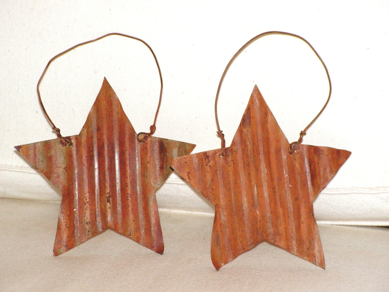 Vintage Crimped Metal Star Ornaments farmhouse rustic