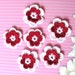 Crochet red and white cotton flowers A-58