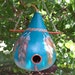 Deep Teal and Feathers Gourd Birdhouse