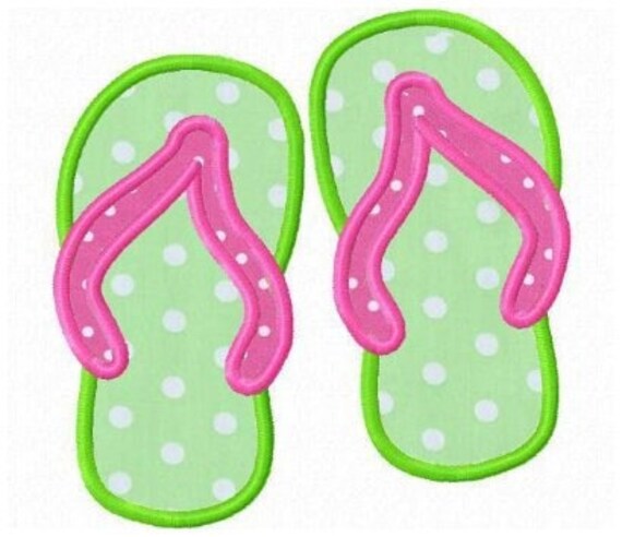 Items similar to Flip flop applique machine embroidery design on Etsy