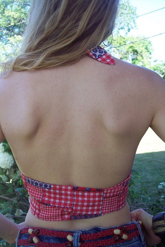 Vintage 70s HALTER TOP Daisy Duke Style OOAK Original by RUBY