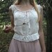 Vintage Victorian Chemise Tank Top in Lace & White Cotton Upcycled Eco Small Medium