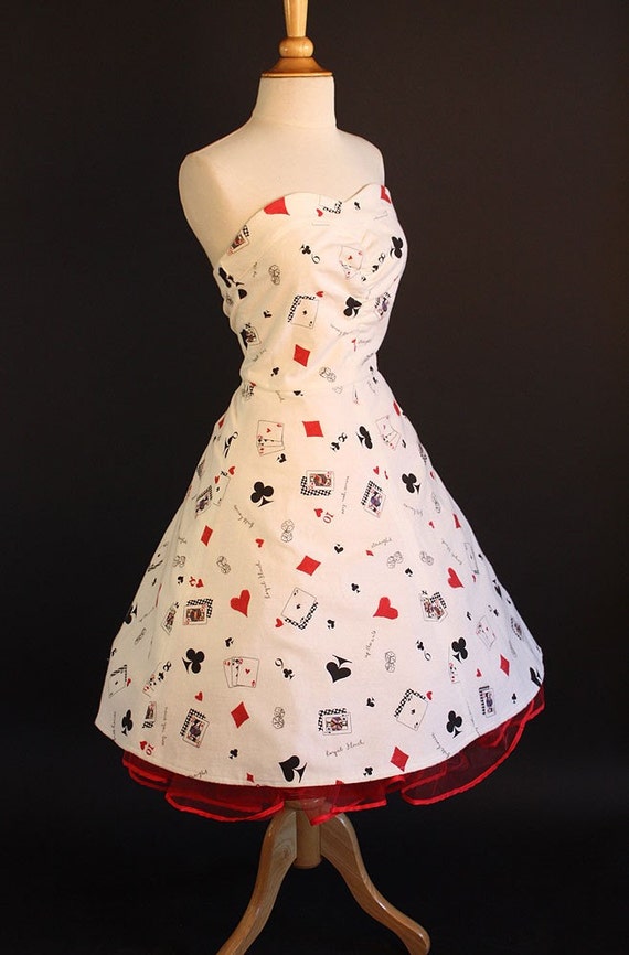 VIVA LAS VEGAS Theme Novelty Print 1950's Strapless New