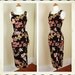 EXOTIC & Gorgeous 1950's Style Inky Black Rayon Hourglass Hawaiian Sarong Style Dress w Vibrant Tropical Flowers - Tiki Pinup - VLV - Size M