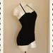 SO CHIC Classic 1940's Inky Black Rayon Stretch One Piece Pinup Girl Bathing Suit - Halter or Strapless Style - Gathered Bust - Size M to L