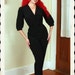 RESERVED Late 1940's Style Black Rayon One Piece Hourglass Jumpsuit or Catsuit by Popi - USA Union Made Label - Criss Cross Bust - Size M
