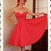 SUMMER TIME Cutie 1950's New Look Red Cotton Seersucker w/ White Polka Dots Strapless Sun Dress w/ Low Cut Back - Pinup - VLV - Size M