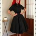 COUTURE Perfection 1950's New Look Inky Black Taffeta Day or Party Dress - Built In Tulle Crinoline - Detailed Bodice - VLV - Size L