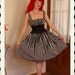 STUNNING Chic 1950's Style New Look Black & White Striped Cotton Voile Sun Dress w/ Intricate Stitch Pleating - High End - VLV - Size L