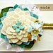 Felt Flower Headband . Star Flower with crystal center and vintage lace