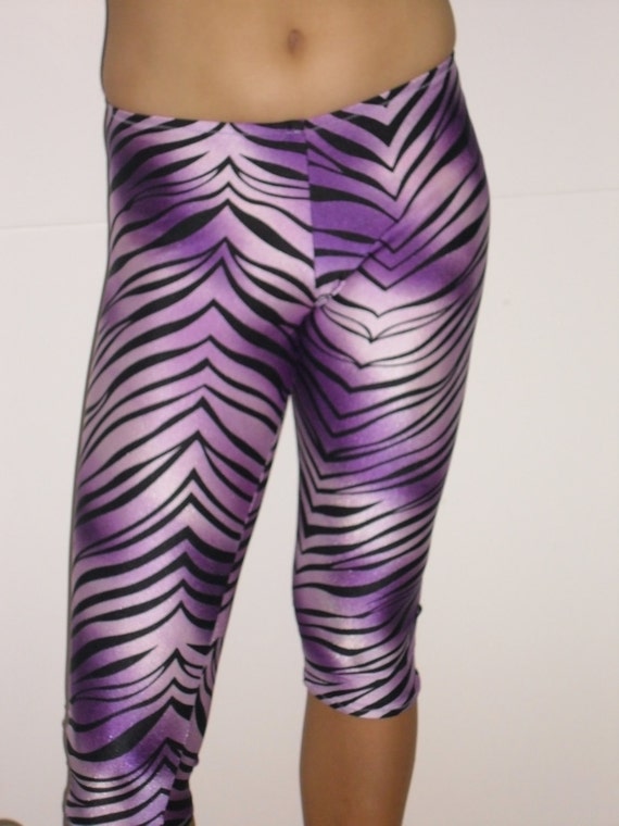 Purple and black zebra spandex leggingssmall adult