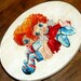 Retro Footstool Raggedy Ann Andy Handpainted Handmade Vintage Wooden