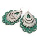 Laser cut leather earrings - filigree design in silver and green