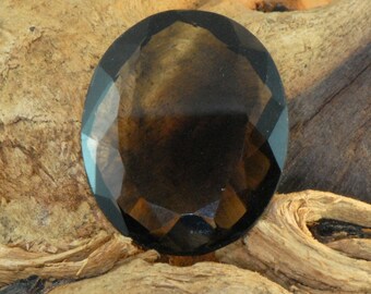 Smokey Quartz faceted oval natural gemstone 32 cts
