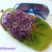 Wet Felted FLOWER Violets Eyeglasses Case Ready to Ship with bag frame metal closure garden handmade Christmas gift for her under 50 USD